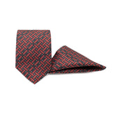 RED MATRIX TIE AND POCKET SQUARE SET